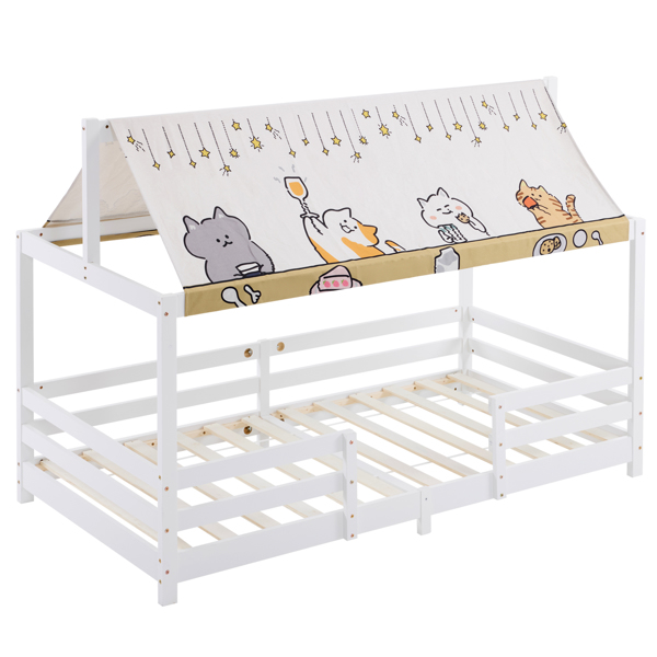 Canopy Roof Design White Painted Pine Children's Bed