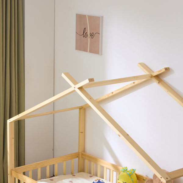 X-Shaped Roof Design White Painted Pine Children's Bed