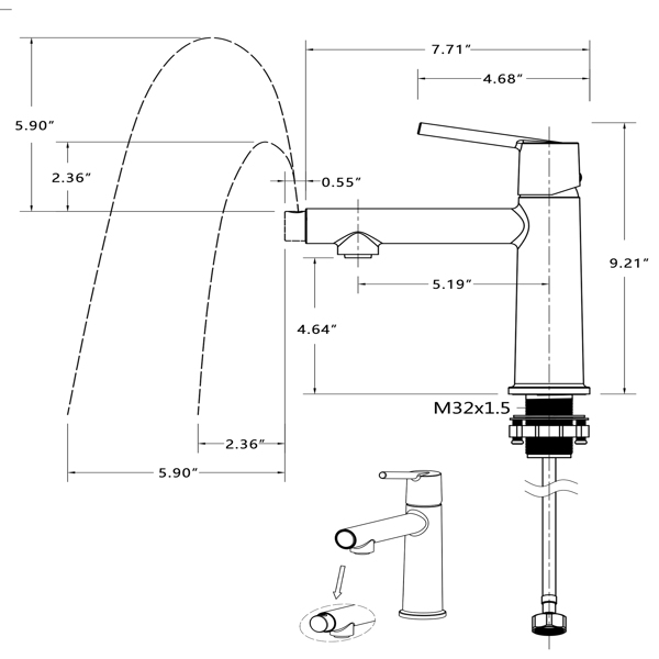 Rose Gold Single Handle Bathroom Faucet for 1 or 3 Holes ,Fountain and Flow Mode Two-in-one function,Deck Mount Laundry Vanity Sink Faucet with Two 9/16" Hoses[Unable to ship on weekends]