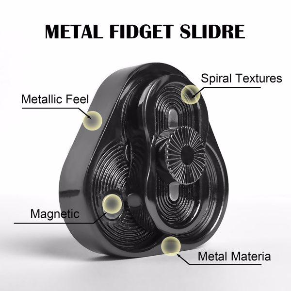 Metal Fidget Slider, EDC Toys Triangle Rotation Metal Fidget Toys Fidget Toys Adults for Stress and Anxiety Relief, Triangle Magnetic Fidget Slider(Black)