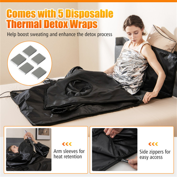 Infrared Sauna Blanket for Home Use with Armholes Wraps and Sauna Bag