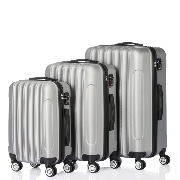 3 Pcs Suitcase Lightweight ABS Carry-on Hand Luggage 4 Spinner Wheels Trolley Case