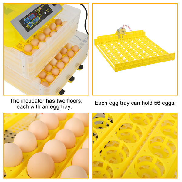 【同款编码：89421360】112-Egg Practical Fully Automatic Poultry Incubator Yellow & Transparent