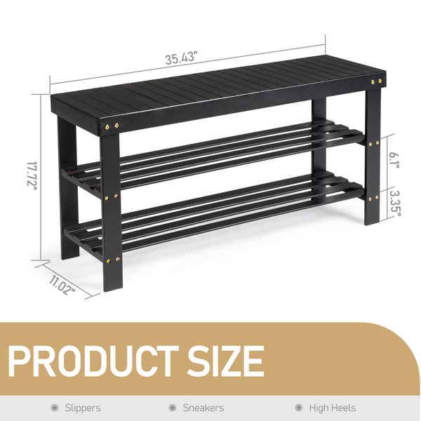 FCH 3-Tier Seamless Top Bamboo Shoe Rack