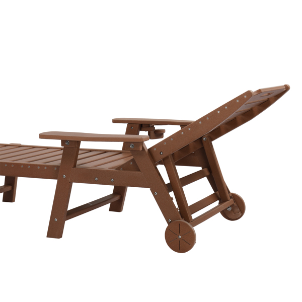 195*75.5*33cm HDPE Backrest Adjustable Lying Bed Teak Color