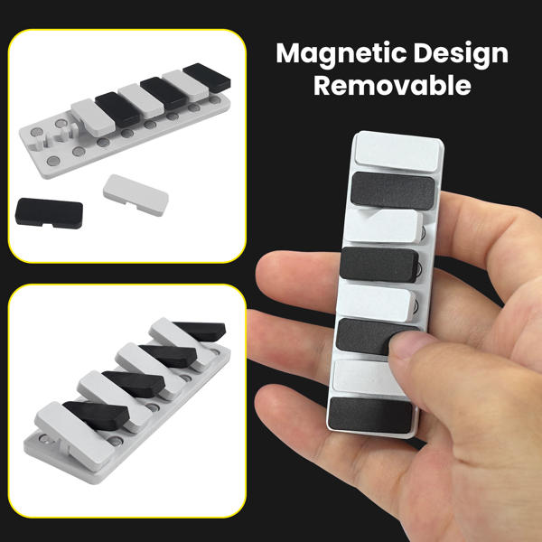 Fidget Clicker, Alloy 4/8 Keys Piano Keys Magnetic Fidget Slider Detachable Metal Fidget Toy Haptic Slider EDC Haptic Fidget Clicker Adults Fidget Toys(White)