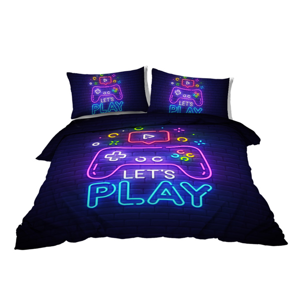 Gaming Duvet Cover Set Queen Size Video Game Controller Bedding Set, Boys Video Games Comforter Cover with 2 Pillow Shams, Bed Set for Boys Girls Bedroom Decor