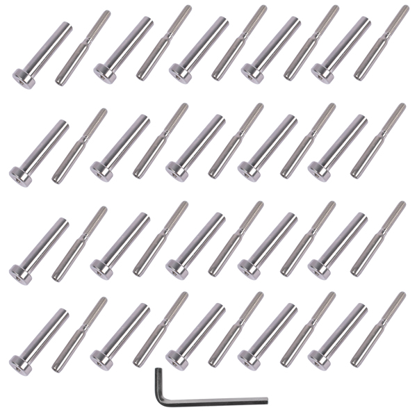 T316 20Pcs Stainless Steel Screw Fastener Kit with Wrench for 3/16" Wire Rope Cables