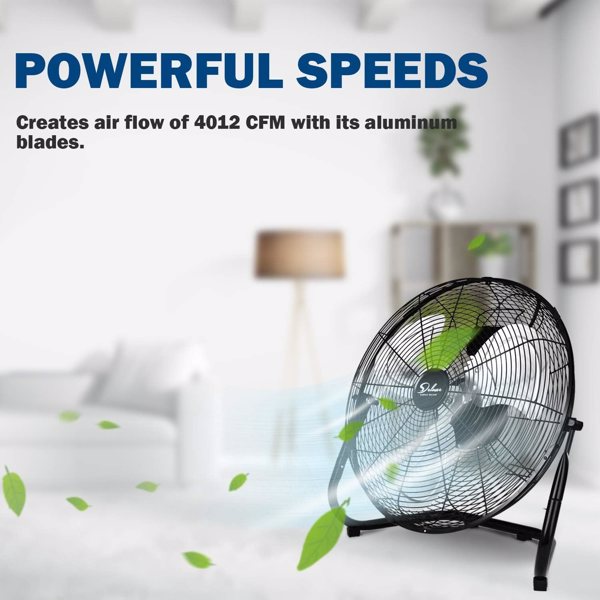 18 Inch 3-Speed High Velocity Heavy Duty Metal Industrial Floor Fans, Black