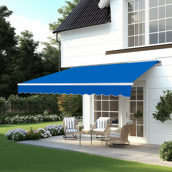 133.9"D x 118.1"W x 59"H retractable awning blue