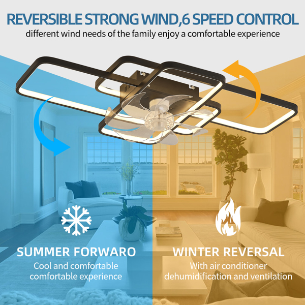 41Inches Ceiling Fan with Lights Remote Control Dimmable LED, 6 Gear Wind Speed Fan Light