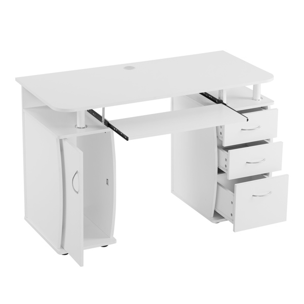 Embossed White Particle Board with Melamine Laminate 1155574cm One-Door Three-Drawer Computer Desk