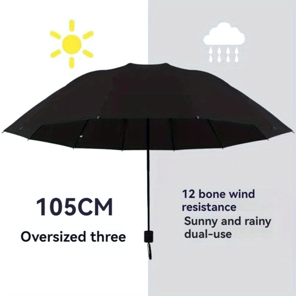 Extra Large Windproof Umbrella – 12-Rib Reinforced Design, Waterproof & Durable, Fits 2-3 People, Perfect for Business Travel, Students, Rain or Shine