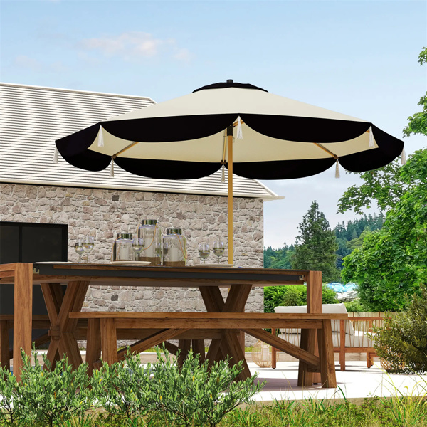 8.7 FT Elegance Patio Umbrella, UPF 50+ Outdoor Market Umbrella with 8 Ribs, Beige 