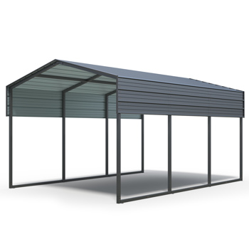 10x15 FT Metal Carport Heavy Duty with Reinforced Frame, Outdoor Garage Multi-Use Shelter Canopy Car Shelter for Pickup, Boat, Car and Tractors