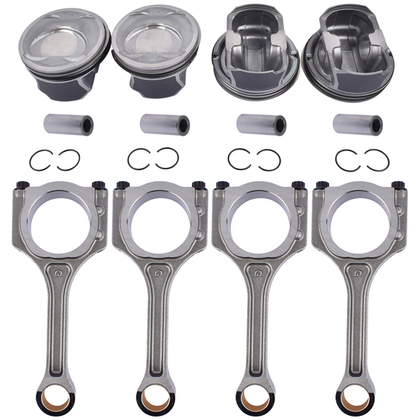 Set of 4 Engine Piston and Connecting Rod Kit for Hyundai Sonata Kia Sorento Optima 2.4L L4 2011-2013 23510-2G540 23410-2G511