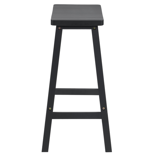 2pcs Pine Wood Saddle Seat Bar Stool Black