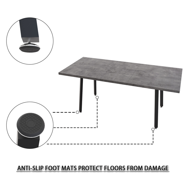 55.12-70.87" expandable rectangular dining table that can accommodate 4-6 people, equipped with 4 PU fabric thick padded dining chairs , kitchen table and chairs, with black metal legs 