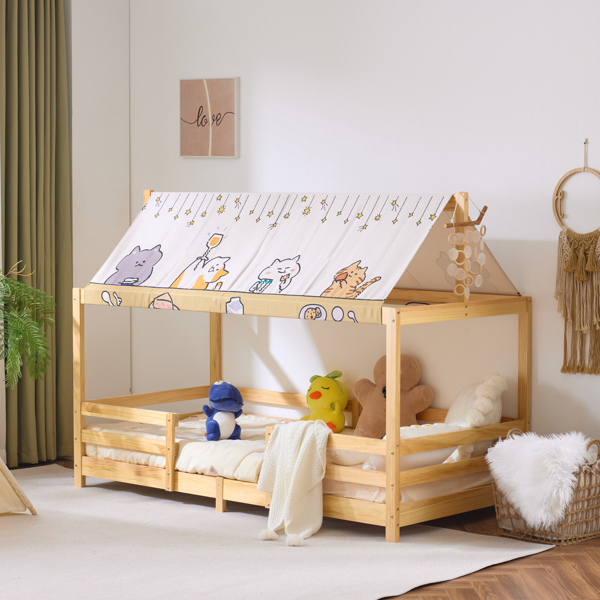 Canopy Roof Design White Painted Pine Children's Bed