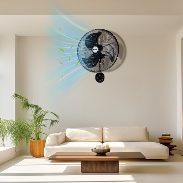 18inch High Velocity Wall Mount Fan Oscillating,Industrial Fan with 3 Speed Ventilation,4592CFM Indoor Wall Fan,70 Degree Horizontal Oscillation,Heavy Duty Metal Fan for Commercial, Garage, Work