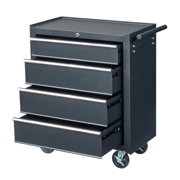 Single-bottom cabinet 4-draw, steel, black 330lb instrument cart, storage room