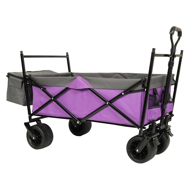 480Lbs Collapsible Wagon with Canopy,Wagon Stroller with 7" All-Terrain Wheels, Lightweight Foldable Wagon, Large Capacity for Camping, Shopping, Sports, and Garden Use,,purple with mosquito net