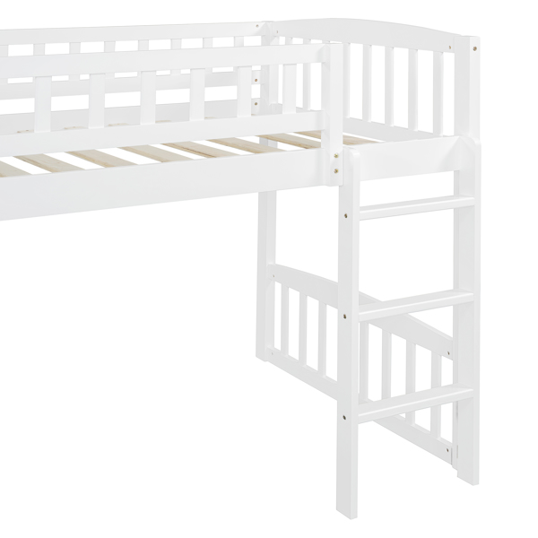 Twin size Loft Bed with Slide and Ladder, White