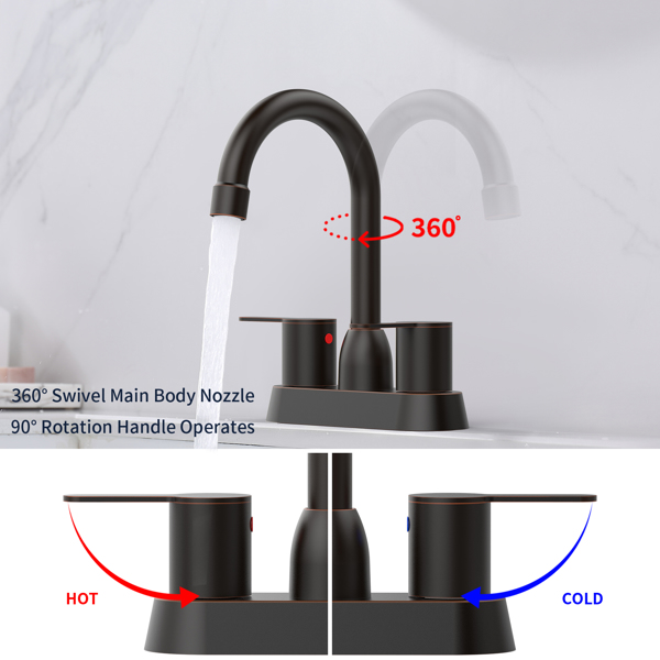 2 Handles Bathroom Sink Faucet, Oil Rubbed Bronze Centerset RV Bathroom Faucets for 2/3 Hole[Unable to ship on weekends]