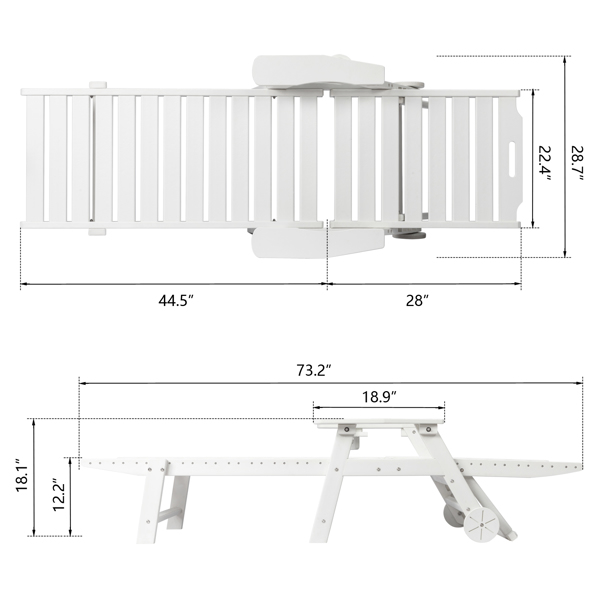 195*75.5*33cm HDPE Backrest Adjustable Lying Bed White