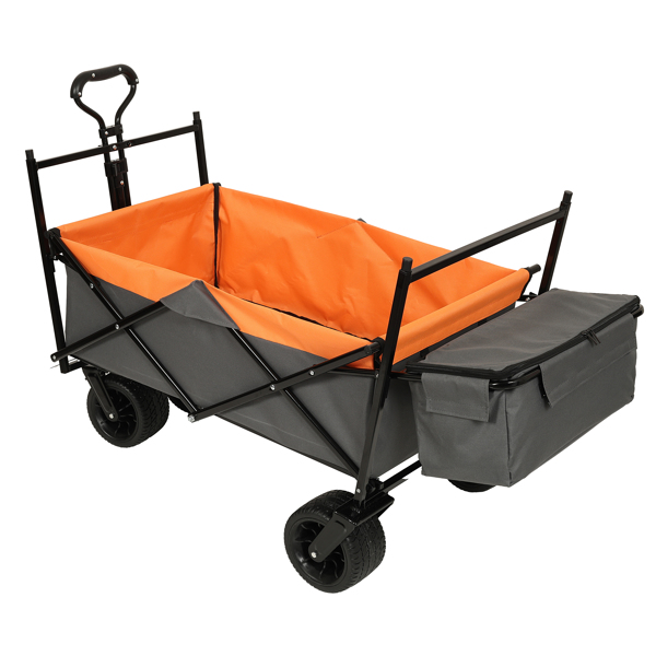 480Lbs Collapsible Wagon with Canopy,Wagon Stroller with 7" All-Terrain Wheels, Lightweight Foldable Wagon, Large Capacity for Camping, Shopping, Sports, and Garden Use,orange with mosquito net