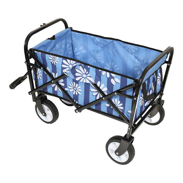 Minimeetall Colorful Collapsible Foldable Wagon Cart with strapping system, Beach Wagon ,Utility Wagon Grocery Cart Camping Shopping Sports Gardeing Fishing Supports 225lb,blue vertical