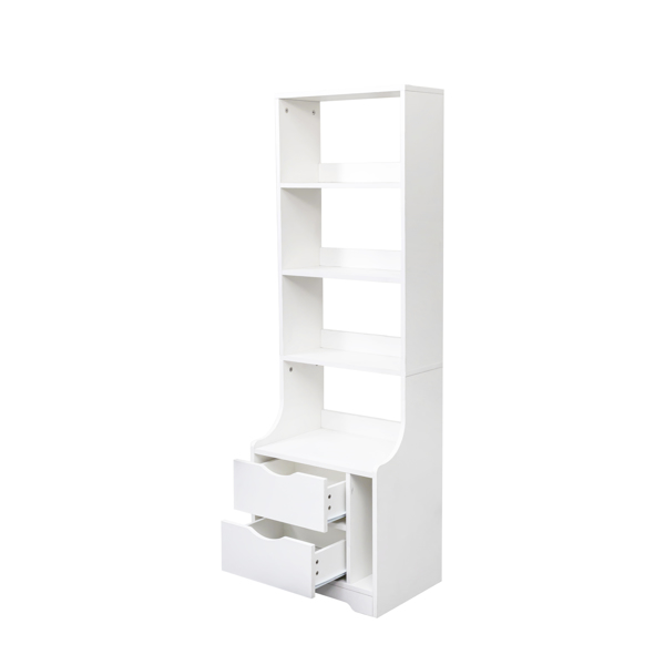 Night Stand with Bookshelf, Night Stand with 2 Storage Drawers for Bedroom