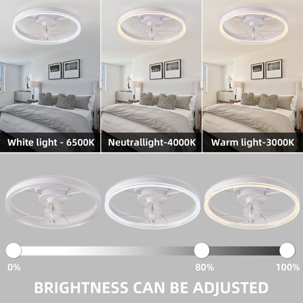 19.7 inches fan light RGB color lights three color temperature 6-speed adjustable wind power positive and negative rotation