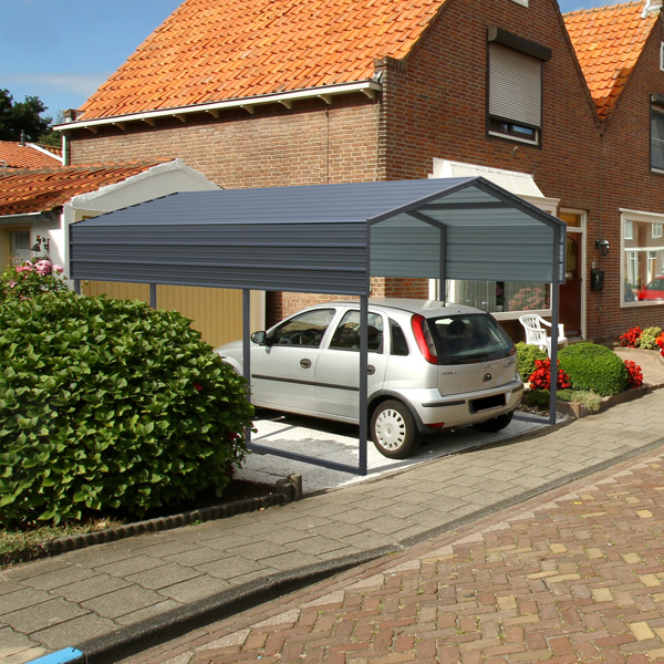 10x15 FT Metal Carport Heavy Duty with Reinforced Frame, Outdoor Garage Multi-Use Shelter Canopy Car Shelter for Pickup, Boat, Car and Tractors