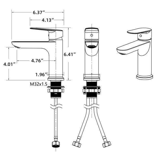 Brushed Nickel Single Handle Bathroom Faucet with Deck For 1 or 3 Holes,Laundry Vanity Sink Faucet with Two 9/16" Hoses[Unable to ship on weekends]