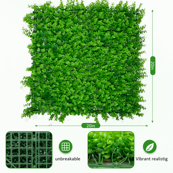 Boxwood Panels, Grass Wall 20"x20"(20pcs), Plant Wall, Grass Backdrop Wall, Privacy Screen, Sun Protected Green Wall Decor for Outdoor, Indoor, Garden, Backyard and Décor