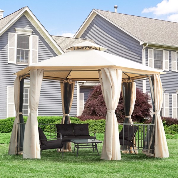 13ft x 13ft Patio Gazebo-Beige-AS ( Amazon Shipping)（Prohibited by WalMart）