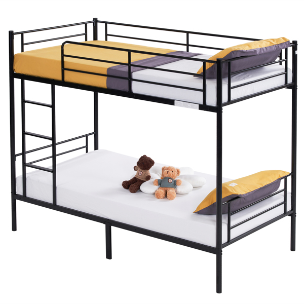 【Same model code: 67430277】Iron Bed Bunk Bed with Ladder for Kids Twin Size Black