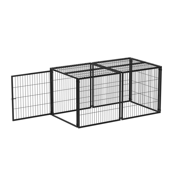 Large Dog Cage 63.7" Dog Kennel for Medium Dogs Puppy Dog Playpen with Top, Pet Cage, Indoor, Black.63.7"L x 34.2"W x 31.7"H.