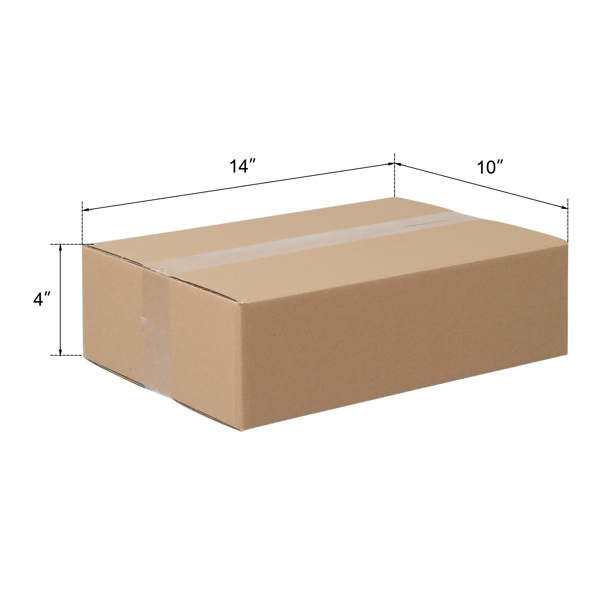 50pcs 14 "x 10" x 4 "(35.6cm x 25.4cm x 10.2cm) thick 3mm corrugated cardboard box in kraft paper color