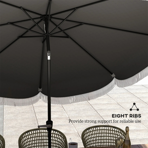 8.8FT Elegance Patio Umbrella, UPF 30+ Outdoor Market Umbrella with 8 Ribs, Push Button Tilt,Charcoal Gray 