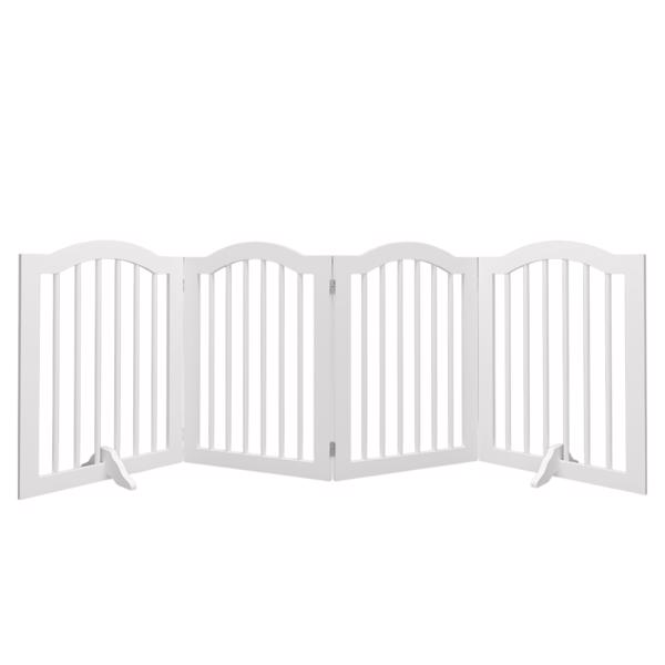 27.6" Height Tall Freestanding Pet Gate, 4 Panels Foldable Dog Gate, Solid Wood Folding Safety Fence Wooden Dog Gate with 2 pcs Support Feet Ideal for Stairs, Doorways, Halls, Kitchens, Heavy Duty Gat