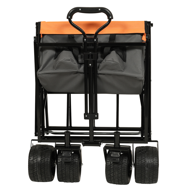 480Lbs Collapsible Wagon with Canopy,Wagon Stroller with 7" All-Terrain Wheels, Lightweight Foldable Wagon, Large Capacity for Camping, Shopping, Sports, and Garden Use,orange with mosquito net