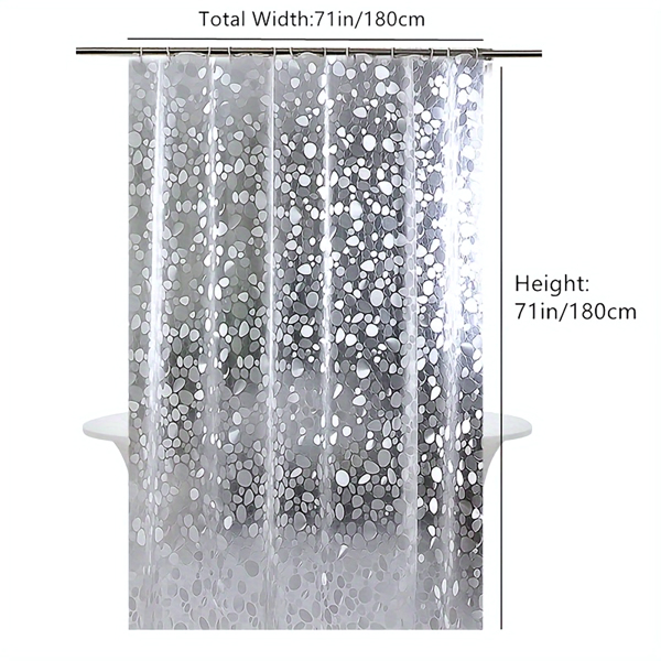 3D Pebble Pattern Shower Curtain Liner – Heavy-Duty PEVA Material with Magnets, 71x71 Inches, Perfect for Shower Stalls & Bathtubs