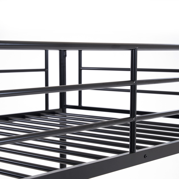 【same code：67430277】Iron Bed Bunk Bed with Ladder for Kids Twin Size Black