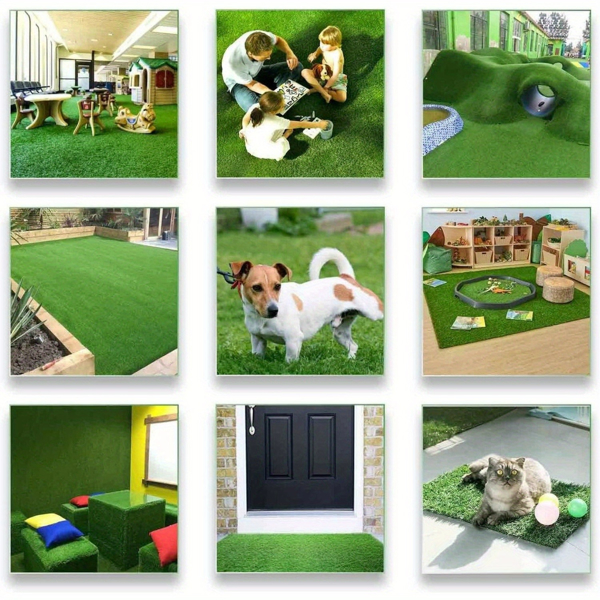 3ft x 16ft Premium Artificial Turf Mat with Drainage Holes. Thick Fake Grass with Rubber Backing, Ideal for Indoor/Outdoor Pet Areas, Garden, Lawn, Patio & Balcony Decor