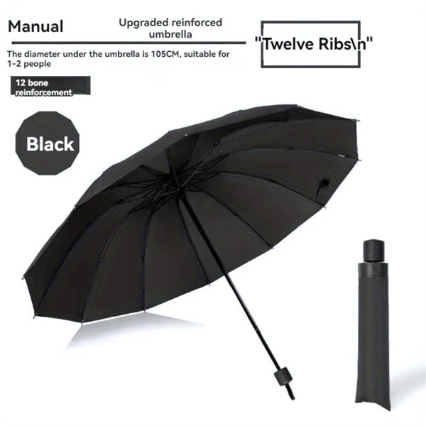 Extra Large Windproof Umbrella – 12-Rib Reinforced Design, Waterproof & Durable, Fits 2-3 People, Perfect for Business Travel, Students, Rain or Shine