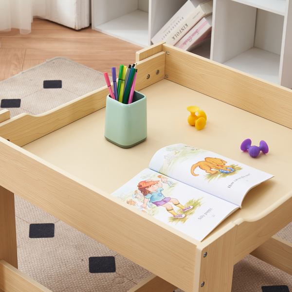 Children's Wooden Table And Chair Set With Two Storage Bags (One Table And Two Chairs)