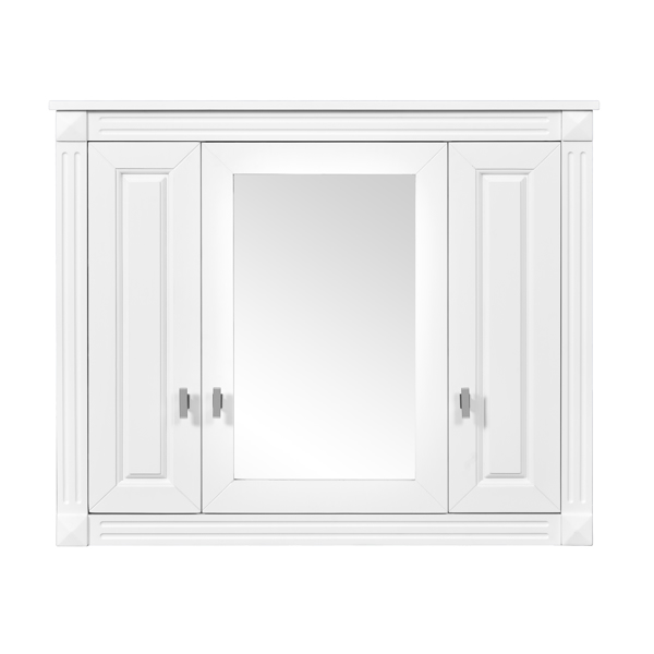 Bathroom Wall Cabinet with Mirror, Wall Mounted Medicine Cabinet with 4 Shelves, Mirrored Door Over Toilet Storage Cabinet, White