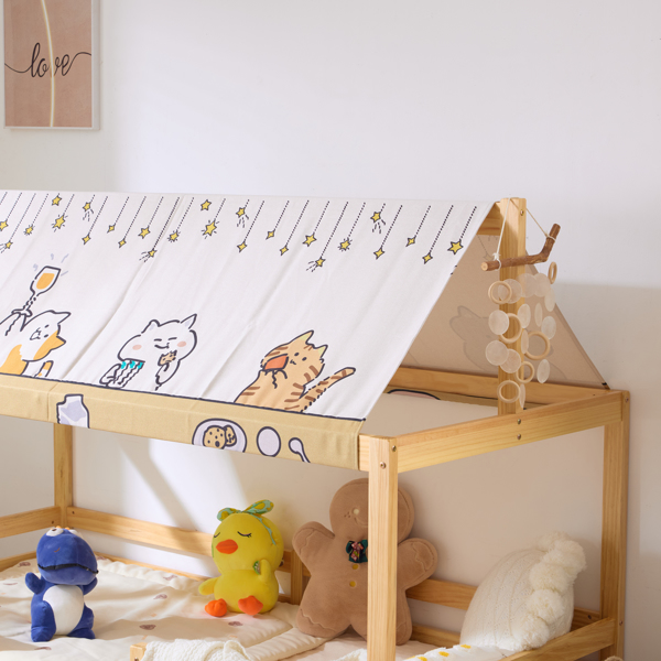 Canopy Roof Design White Painted Pine Children's Bed